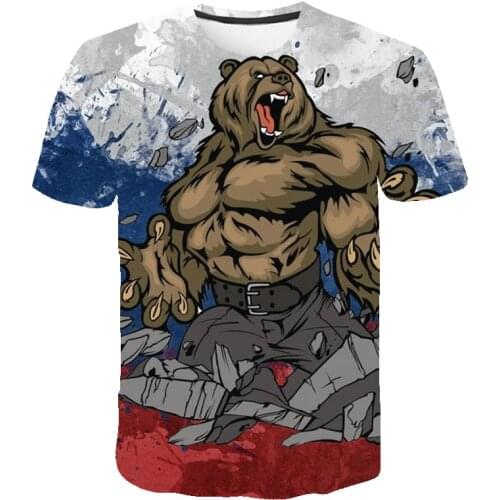 Russia T-shirt Bear T Shirt Russian Flag Tshirt Fitness T Shirt Men 3d Anime Tshirts Sexy Male Shirts Mens Clothing Casual Tops