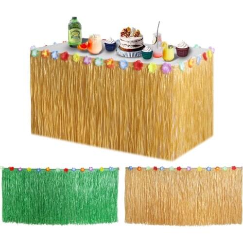 Hawaii Party Luau Tropical Table Skirt DIY Hawaiian ALOHA Grass Skirts Wedding Birthday Summer Beach Tablecloth Decor Supplies