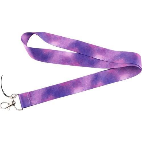 J2966 Purple Starry Sky Lanyard Keychain keys Badge Mobile Phone Rope Kids Gifts Card Holder Cover With Lanyard