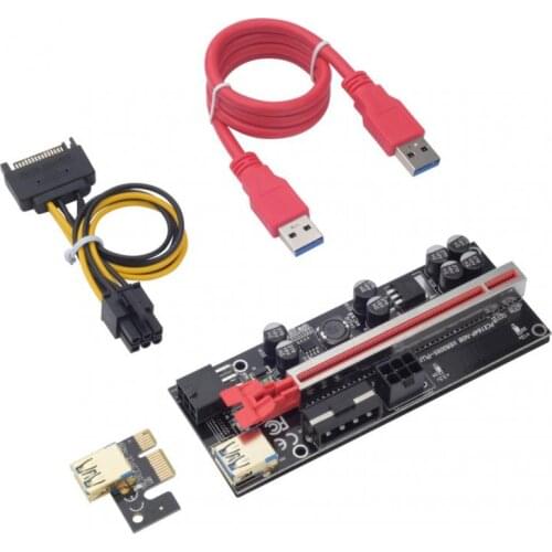 6pcs New VER009S Plus PCI-E Riser Card 009S PCIE X1 To X16 6Pin Power 60CM USB 3.0 Cable For Graphics Card GPU Mining