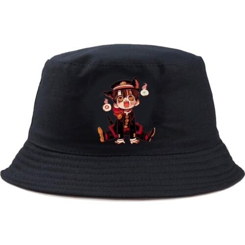 Ground-bound boy Hanako-kun print Fisherman cap Panama Street Side Seaside Beach Tourism Bucket Hat Drivers Cap Simple Style