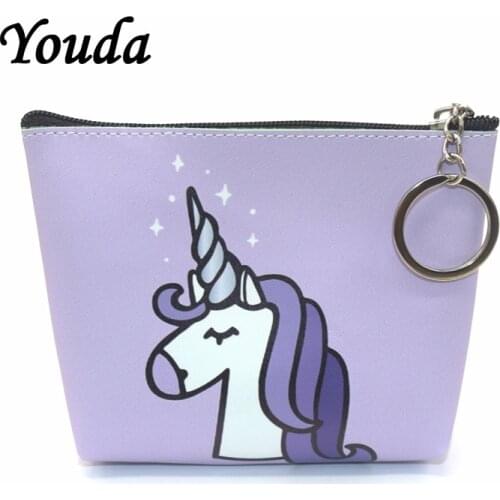 Youda Cartoon Cute Coin Purse Student Zipper Card Pack Coin Bag Money Pouch Rainbow Unicorn Pouch Key Holder Bag