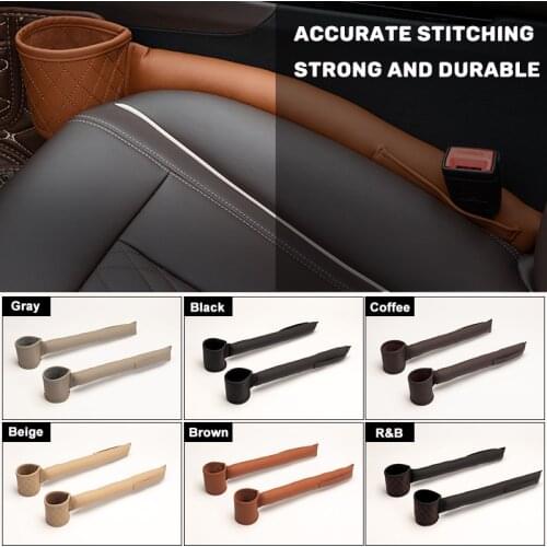 Leather Car Seat Gap Filler Pockets Storage Organizer Auto Seats Leak Stop Pad Soft Padding Phone Cards Holder Drink Storage Box