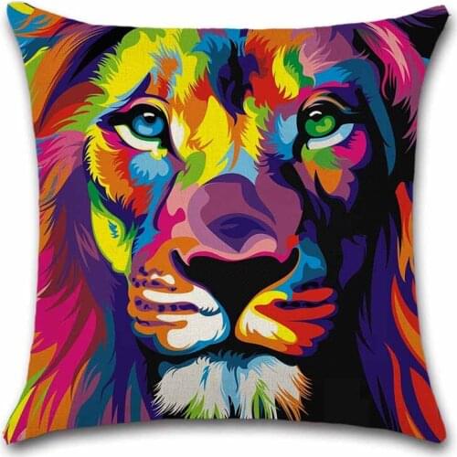 Lion printed Animals colorful cushion cover Throw Decor Chair seat sofa Decorative Home kids friend living room gift Pillowcase