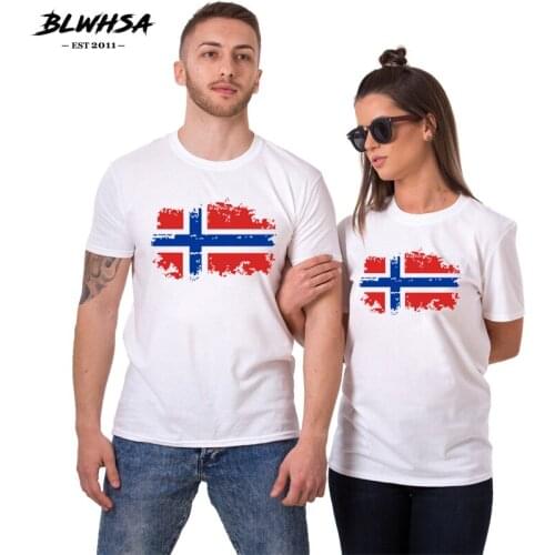 BLWHSA Hot Sale Norway Flag T Shirt Women And Men Lovers Clothes Casual O Neck Short Sleeve T-shirts For Couples Clothing