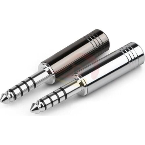 5 Poles Rhodium Plated 4.4mm Plug Connector Length 45mm Speaker Amplifer Audio Jack Metal Adapter For NW-WM1ZA Black Silver