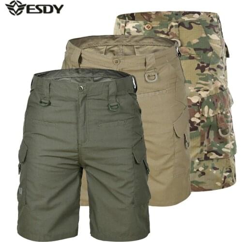 Men Tourism Hiking Shorts Quick Dry Large Multi Pocket Loose Outdoor Climbing Training Tactical Camouflage Cargo Short Trousers