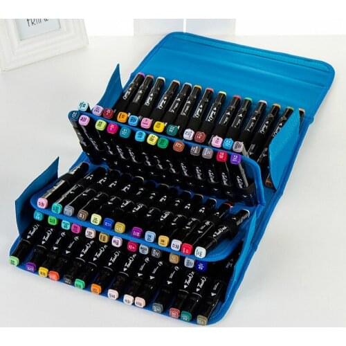 3colors 31*12*16.5cm art set Large Capacity Black Folding Marker Pen Canvas art Case Pen Storage Bag Hold 80pcs paint brush bag