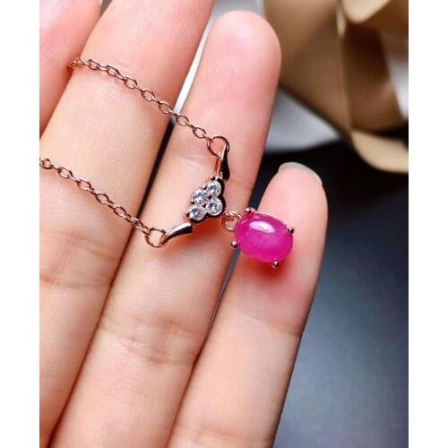 Natural Real Ruby necklace pendant S925 sterling silver Natural real ruby Pendant