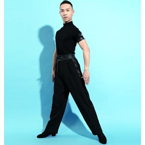 2018 New Men Wear For Latin Dance Tops Ballroom Cha Cha Rumba Jive Short Sleeve Latina Practice Shirt Not Including Pants