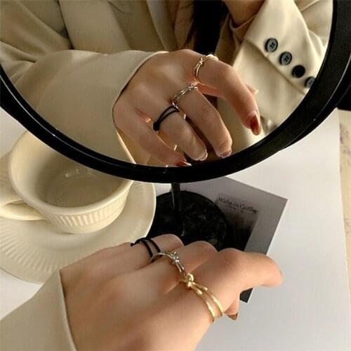 Open Ring Double Layer Black Gold Silver Adjustable Ring Stacking Elegant Intellectual Party Travel Gifts for Friends Girl Women