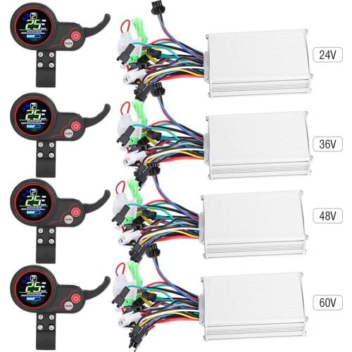 24V 36V 48V 60V 250W/350W Electric Bicycle Scooter Controller LCD Display Control Panel with Shift Switch E-bike Controller Kit