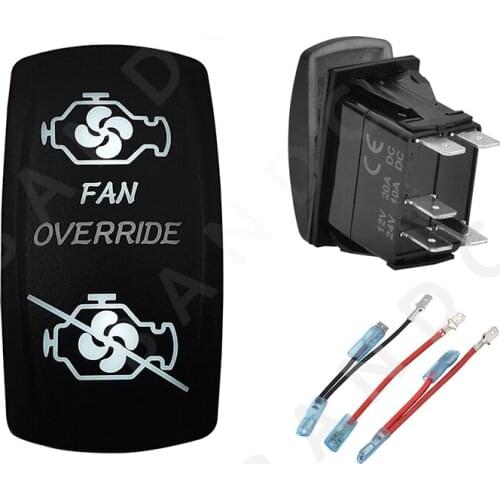 FAN OVERRIDE Rocker Switch 5P ON-OFF SPST White Led Lights Push Switch for Car Boat ARB RV SUV Van，Jumper Wires，Auto Accessories
