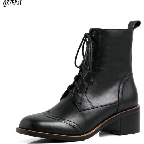 QZYERAI New style Genuine leather Riding boots Womens boots The European Autumn and winter Female boots cowhide Womens shoes
