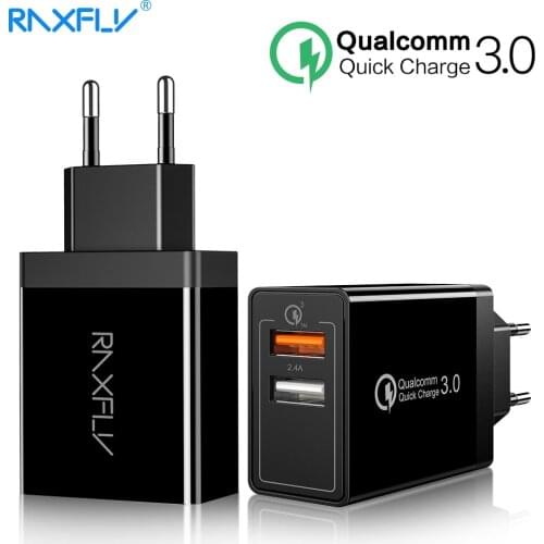 RAXFLY Quick Charge 3.0 Charger Adapter Cell Phone Fast Charger Travel Wall 18W Cargador Usb Charging For iPhone Samsung Xiaomi
