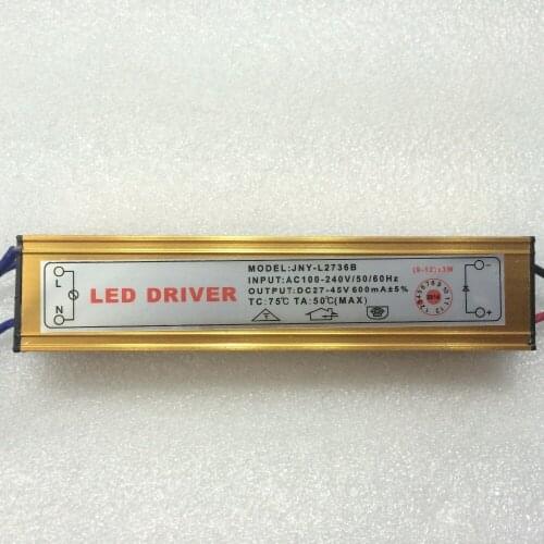 Waterproof 9-12*3W LED Driver Light Power Supply 100-240V 600mA DC27-45V IP67 for led downlight, free shipping