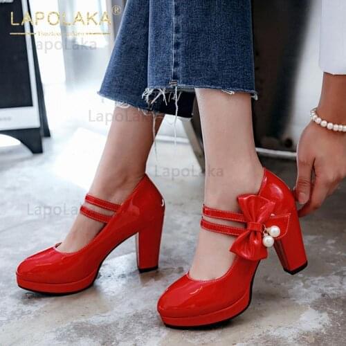 Lapolaka 2021 Fashion New Plus Size 48 High Quality Dropship Pumps Women Shoes Platform Sweet Butterfly Peral Office Lady Pump