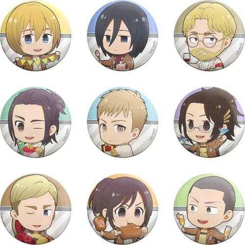 Attack On Titan Anime Badge Levi Eren Ackerman Erwin Smith Armin Arlelt Zoe Hange Hans Blouse Art Metal Badge Brooch Pins