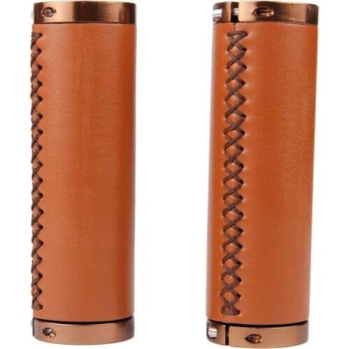 1 Pair PU Leather Bicycle Handlebar Grip Retro Soft Comfortable Grips Lock-on Mountain Bike Handlebar Cover Bicycle Accessories