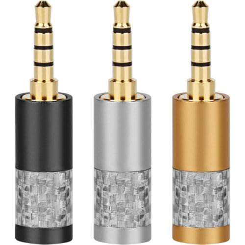 3.5mm Audio Connector 3/4 Pole Stereo Headset Carbon Fiber Gold Plated Hifi Plug Headphone Jack Solder Mini 3.5 Male Adapter