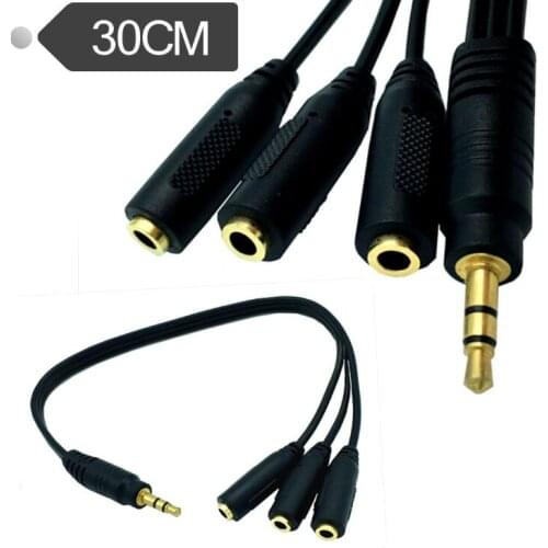 3.5mm Stereo Plug Male to 3 1/8" 3.5mm Stereo Jack Female 1 Input 3 Output Stereo Audio Splitter Cable