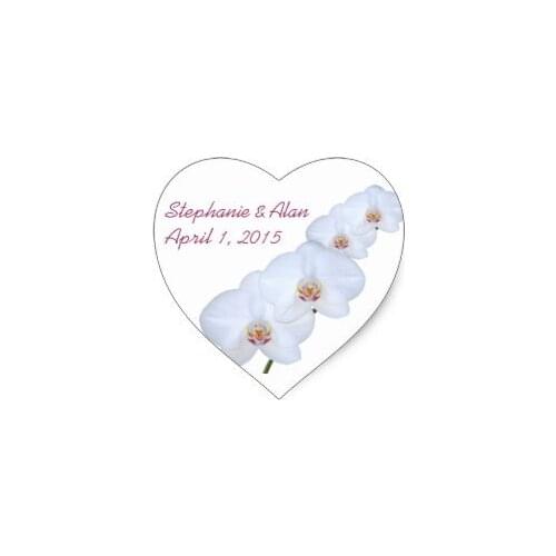 3.8cm White Orchids Wedding Stickers