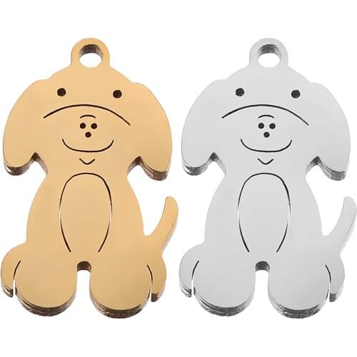 5pcs Stainless Steel Cute Dog Poodle Charms Bracelets for Jewelry Making Supplies Bulk European Charm Dangles Wholesale Items