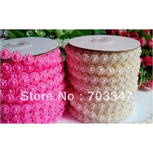 6 ROLLS (25 METERS/ROLL) X 1cm Flat Back FLOWER PEARL TRIM IN IVORY And Hot Pink, * FREE SHIPPING
