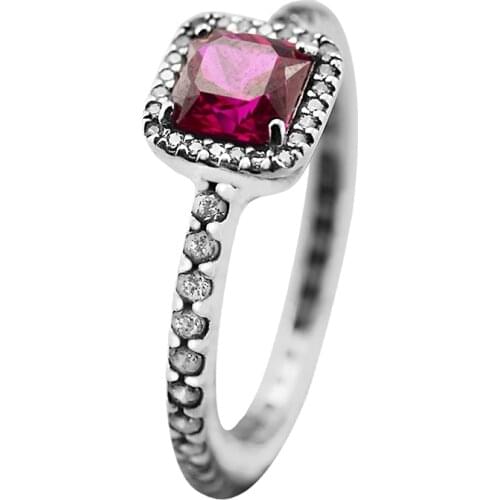 Authentic 925 Sterling Silver Rings for Women Timeless Elegance Ring with Red and Clear CZ Party Wedding Gift Fine Jewelry