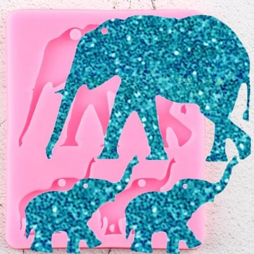 Shiny Elephant Silicone Keychains Mold Animal Key Chain Pendant Clay DIY Jewelry Making Epoxy Resin Mould