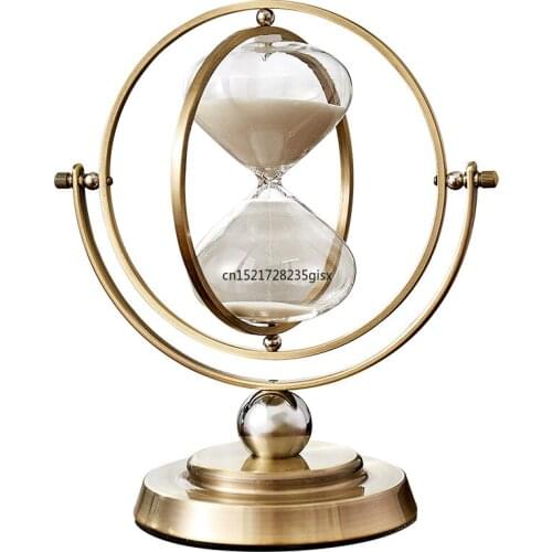 New Alloy White Sand Clock 720 Degree Rotating Globe Metal Hourglass 15 30 Minutes Time Globe hourglass Home Decor Sangglass