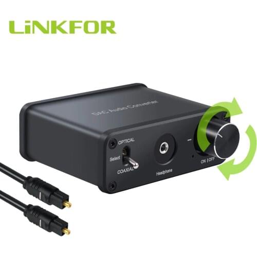 LiNKFOR 192kHz Digital to Analog aduio Converter With Headphone Amplifier 192kHz DAC Audio Converter Support Volume Adjustment