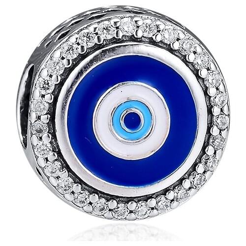 CKK 925 Sterling Silver Evil Eye Charms Blue Enamel Beads Fits Original Bracelet DIY Jewelry Making Women Accessories Kralen