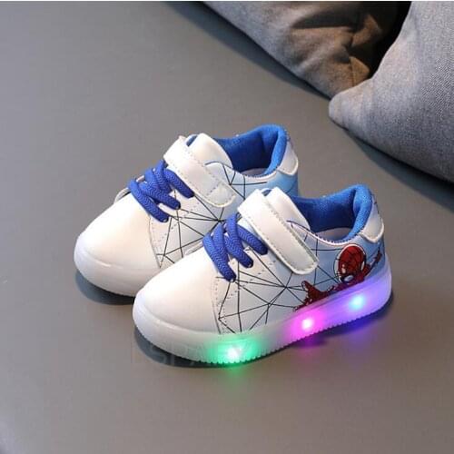 Hot Spiderman Kids Boys Sports Sneakers Children Glowing Kids Shoe Chaussure Enfant Girls Shell head Shoes LED light