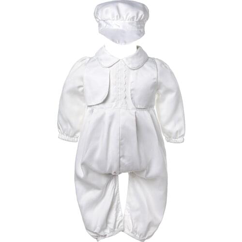 Baby Boys Clothing Set Infant Gentleman Outfit Romper+Hat Baptism Wedding Birthday Gift Costume 2PCS Kids Church Clothes Suit