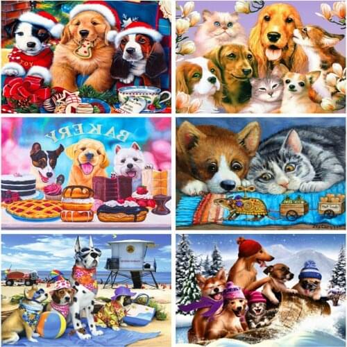 EverShine Diamond Painting Full Drill Dog Cross Stitch Wall Art Diamond Embroidery Aniaml Mosaic Kits Handicraft Home Decor