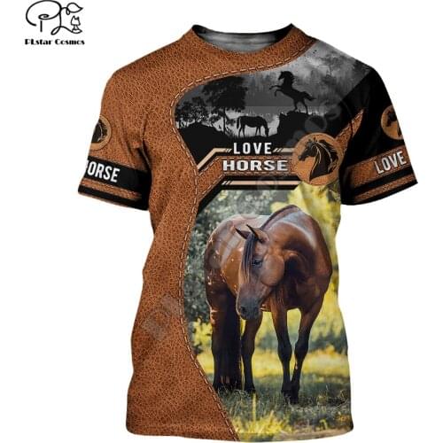 PLstar Cosmos Animal Love Horse Colorful NewFashion 3DPrint Mens/Womens Streetwear Summer Casual Funny Short Sleeves T-Shirts F2