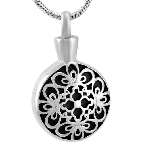 IJD9576 Wholesale Factory Price Fashionable Patterns Round Memorial Ash Keepsake Cremation Jewelry Container Pendant Necklace