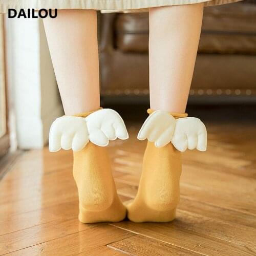 Kawaii Tide Socks Women Stereoscopic Angel Wings Personality Funny Happy Socks Korean Girl Style Candy Color Thin Cotton Socks