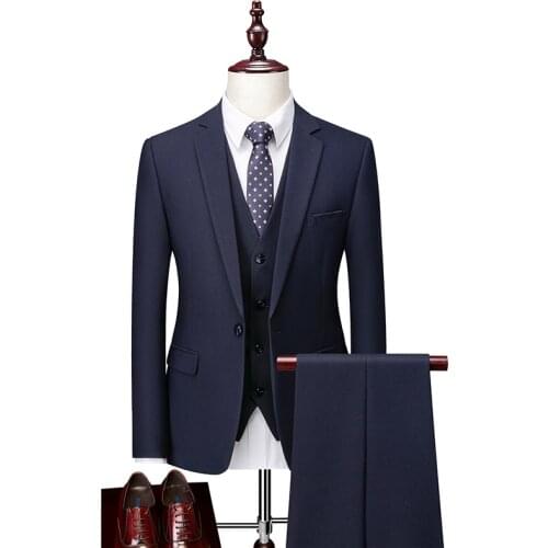 Suit Male 2021 Spring and Autumn High Quality Custom Business Blazers Three-piece Slim Large Size Boutique Suit