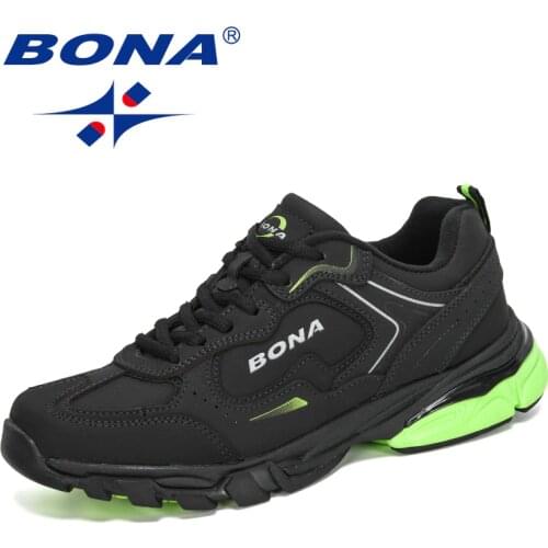 BONA 2020 New Style Cow Split Men Running Shoes Outdoor Sports Shoes Zapatos Comfortable Athletic Male Sneakers Jogging Footwear