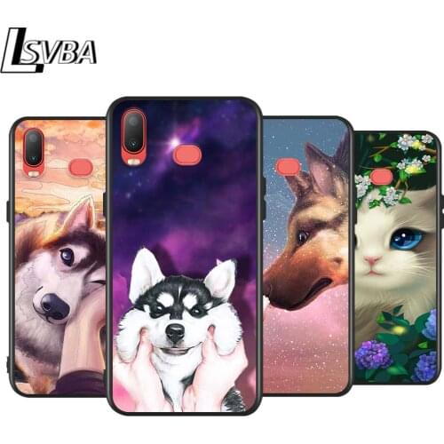 Cute Dog Cat for Samsung Galaxy A9 A8 Star A750 A7 A6 A5 A3 Plus 2018 2017 2016 Black Phone Case Soft Cover