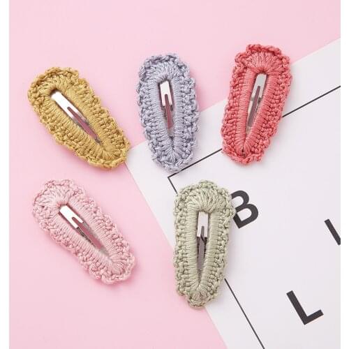 Kawaii Baby Hair Clips Lace Trim Hairpins For Girls Candy Colors Children Headwear Knitted Kids Hair Accessories Baby Barrettes