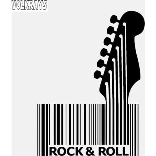 Volkrays Fashion Car Sticker Music Guitar Rock Barcode Accessories Reflective Waterproof Vinly Decal Black/Silver,13cm*9cm