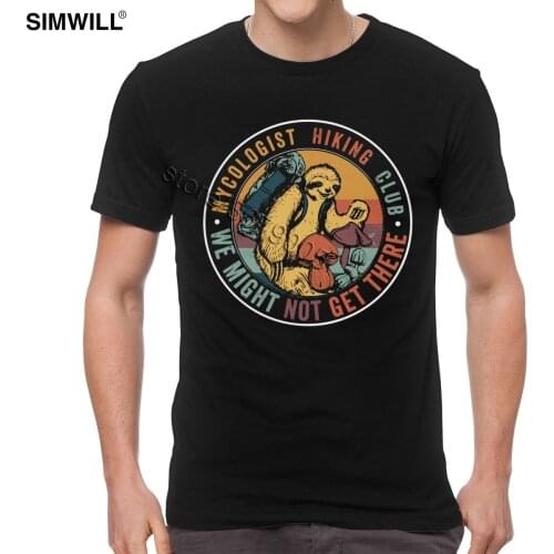Funny Sloth Hiking Tee Shirt Men Slow Animal Hike T Shirt Short Sleeve Cotton Sloth Lover T-shirt Streetwear Summer Clothes