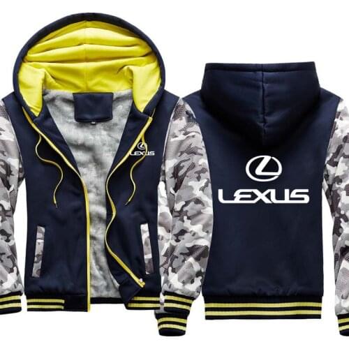 Mens zipper jacket winter Warm high quality cotton jacket men Lexus Car Logo Sweatshirt Hip Hop Harajuku Men jacket Male Clothin