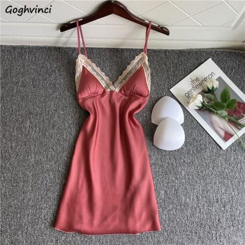 Nightgowns Women Spaghetti Strap Fashion Summer New Loose Lovely Leisure Sleepwear Sweet All-match Female Lace Cozy Korean Style
