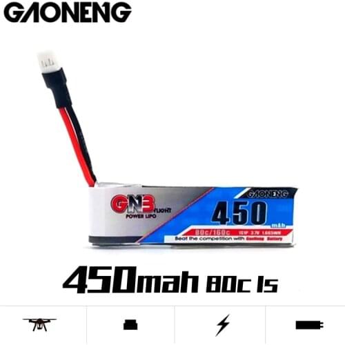 Original Gaoneng GNB 1S 3.7V 450mAh RC LiPo Battery 80C MAX 160C For RC Quadrotor Airplane FPV Racing Drone Parts