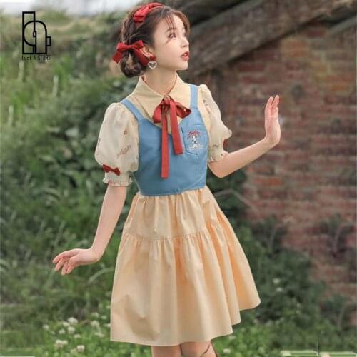 Luck A Princess Sweet Girl Lolita Drees Kawaii Peter Pan Collar Cute Designed Puff Sleeve Drees Lolita Elegant Lady Drees