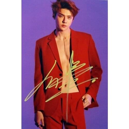 Hand signed EXO Oh SeHun Se Hun autographed photo LOVE SHOT 5*7 122018B